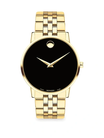 Movado Museum Classic Yellow Gold-tone Watch, 40mm In Black / Gold / Gold Tone / Yellow