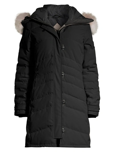 Canada Goose Arctic Tech Lorette Fur-trim Down Parka In Black