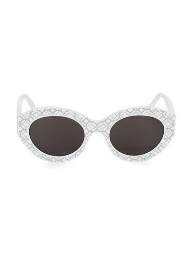 Alaïa 52mm Oval Studded Sunglasses In White