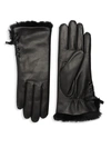 AGNELLE ALIETTE RABBIT FUR-LINED LEATHER GLOVES,400098922680