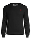 Comme Des Garçons Play Men's Play V-neck Cotton Sweater In Black