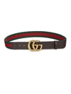 GUCCI WOMEN'S GG LEATHER & CANVAS BELT,0400098180374