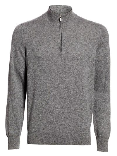 Brunello Cucinelli Quarter-zip Cashmere Sweater In Dark Grey