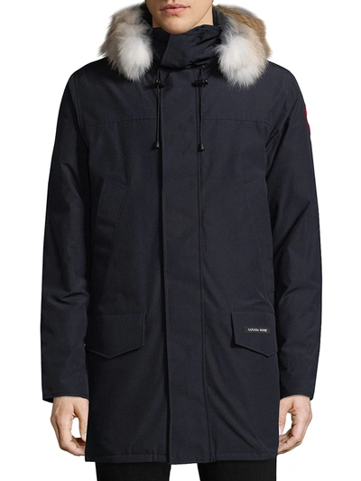 Canada Goose Langford Coyote Fur-trim Down Parka In Admiral Blue