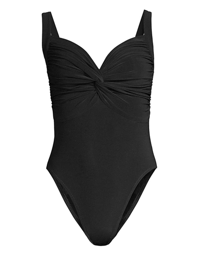 Norma Kamali Twist Mio High-leg One-piece In Black