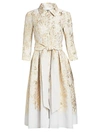 Teri Jon Point Collar Metallic Jacquard Cocktail Dress In Gold