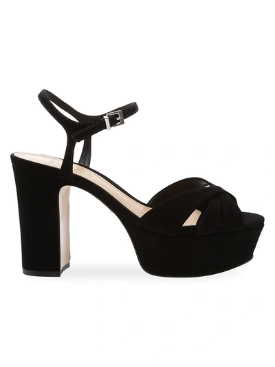 Schutz Keefa Nubuck Ankle-strap Platform Sandals In Black