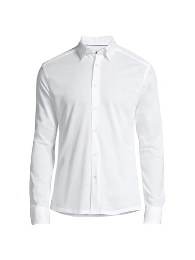 Eton Mens White Herringbone Slim-fit Cotton Shirt 17.5 In Mid Purple