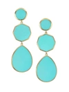 Ippolita Women's Polished Rock Candy 18k Yellow Gold & Turquoise Crazy 8's Triple-drop Earrings