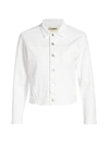 L'agence Janelle Slim Cropped Jean Jacket With Raw Hem In Blanc