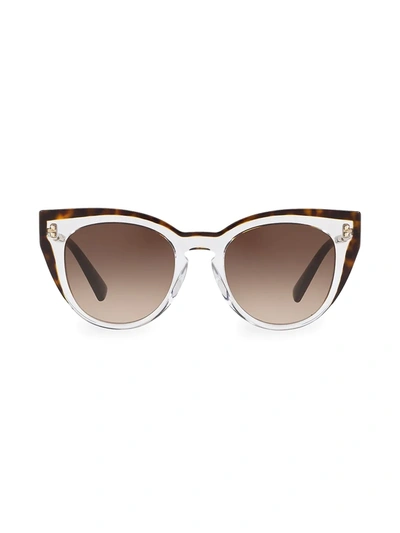 Valentino 50mm Round Shadowed Sunglasses In Silver