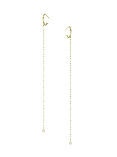 Ila Women's Core Emery 14k Yellow Gold Hoop & Diamond Linear Earrings