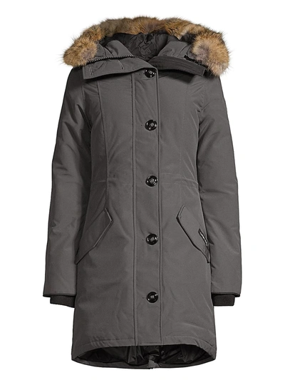 Canada Goose Rossclair Fur-trim Hooded Down Parka In Graphite