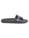 GIVENCHY MEN'S EMBROIDERED LOGO POOL SLIDES,0400010522102