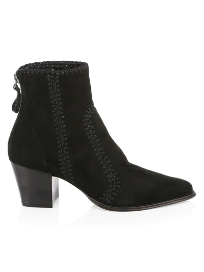 Alexandre Birman Benta Embroidered Suede Ankle Boots In Black