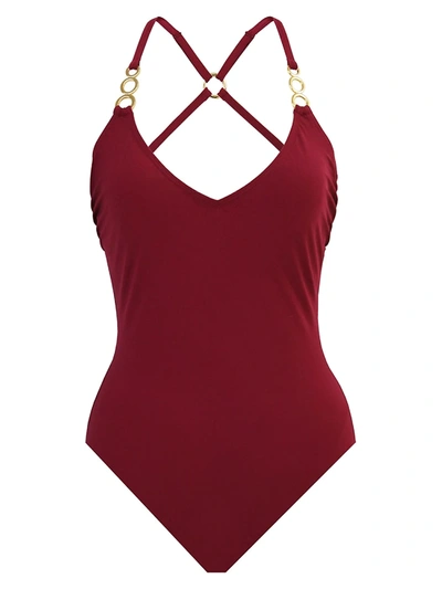 Amoressa By Miraclesuit Amoressa Ring Me Up Echo One Piece Swimsuit In Beet Red