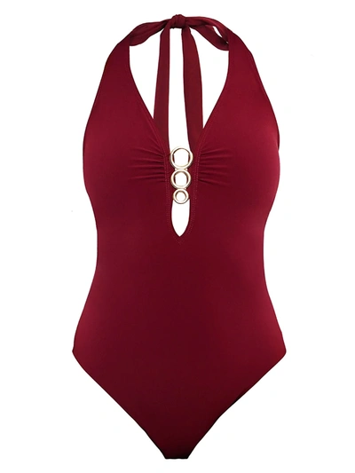 Amoressa By Miraclesuit Ring Me Up Bella Plunging One-piece Swimsuit In Beet Red