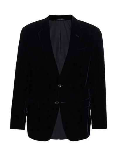 Giorgio Armani Men's Solid Stretch Velvet Dinner Jacket In Navy