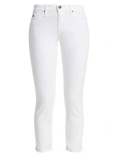 Ag Prima Sateen Mid-rise Cigarette Pants In White