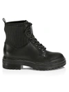 Gianvito Rossi Martis Rib-knit Leather Combat Boots In Black