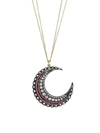 RENEE LEWIS 18K YELLOW GOLD, STERLING SILVER, DIAMOND & RUBY CRESCENT MOON NECKLACE,400010207927