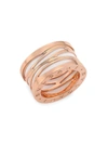 BVLGARI WOMEN'S B. ZERO1 DESIGN LEGEND 18K ROSE GOLD & WHITE CERAMIC 4-BAND RING,400010715282