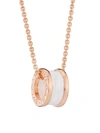 Bvlgari B.zero1 Pendant Necklace In Pink Gold And White Ceramic In Rose Gold