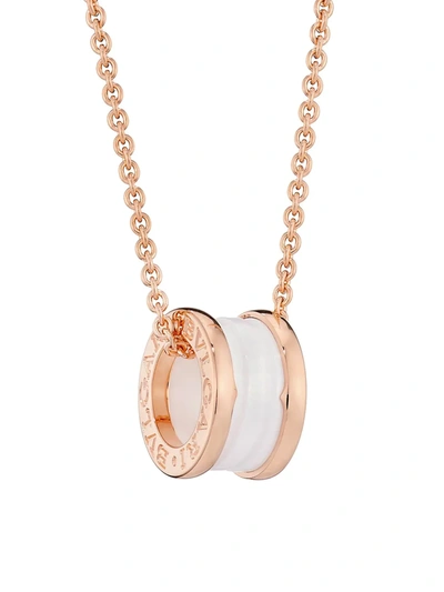 Bvlgari B.zero1 Pendant Necklace In Pink Gold And White Ceramic In Rose Gold