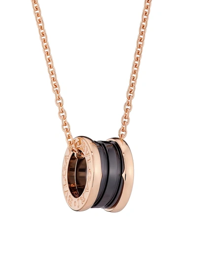 Bvlgari Women's B. Zero1 18k Rose Gold & Black Ceramic Necklace
