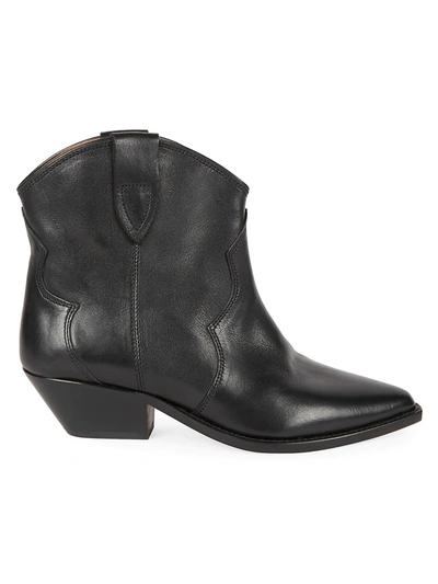 Isabel Marant Dewina Black Slip-on Ankle Boots With Low Block Heel In Leather Woman