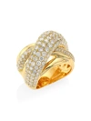 ALBERTO MILANI WOMEN'S VIA BRERA 18K YELLOW GOLD & PAVÉ DIAMOND CRISSCROSS RING,0400010826418