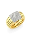 ALBERTO MILANI WOMEN'S VIA BAGUTTA 18K GOLD & DIAMOND COILED RECTANGLE RING,0400010827752
