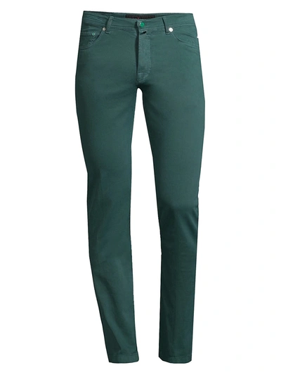 Kiton Men's Stretch-cotton Straight-leg Jeans In Bright Green