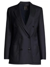 Agnona Wool Flannel Double-breasted Jacket In Navy