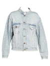 Alexandre Vauthier Women's Crystal Denim Distressed Rhinestone Jacket In Sky