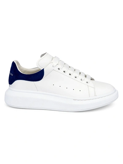 Alexander Mcqueen Men's Oversized Leather Platform Sneakers In White Paris Blue