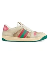 Gucci Worn Screener Leather Sneakers In White