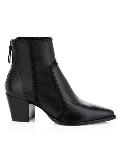 Alexandre Birman Benta Stitched Leather Block-heel Booties In Black