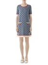 GUCCI WOMEN'S FINE WOOL INTARSIA KNIT SHORT-SLEEVE DRESS,0400010982855