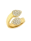 ALBERTO MILANI WOMEN'S VIA BRERA 18K YELLOW GOLD & PAVÉ DIAMOND BYPASS PEAR RING,400010825182