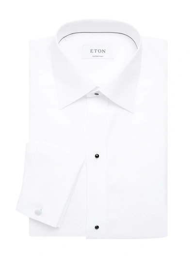 Eton Contemporary-fit Tonal Satin Striped Formal Shirt In White