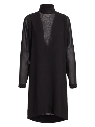 Akris Women's Waterfall Back Silk Dress In Black