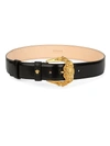 VERSACE WOMEN'S BAROCCO BUCKLE LEATHER BELT,0400011289608