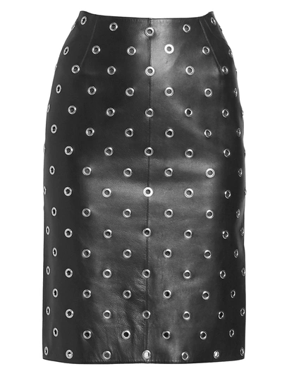 Alaïa Eyelet-embellished Leather Mini Skirt In Noir