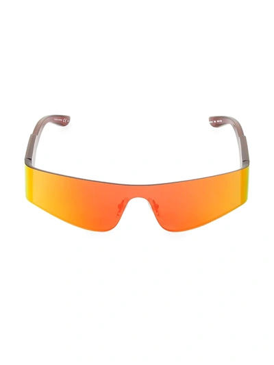 Balenciaga Unisex Wraparound Shield Sunglasses, 185mm In Solid Grey/yellow Mirror