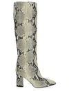 PARIS TEXAS KNEE-HIGH PYTHON-EMBOSSED LEATHER BOOTS,400011270379