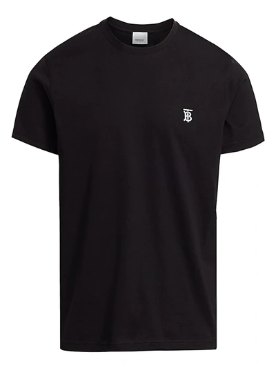 Burberry Tb Logo Embroidery Cotton Jersey T-shirt In Black