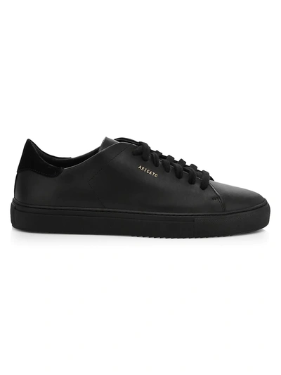 Axel Arigato Clean 90 Black Low Top Sneakers With Laminated Logo In Leather Man