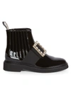 Roger Vivier Viv Ranger Crystal-embellished Patent-leather Chelsea Boots In Black