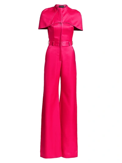 Brandon Maxwell Women's Cape-sleeve Virgin Wool & Silk Jumpsuit In Bright Rose